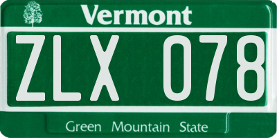 VT license plate ZLX078