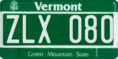 VT license plate ZLX080