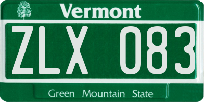 VT license plate ZLX083