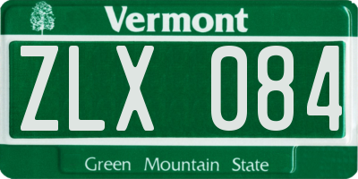 VT license plate ZLX084