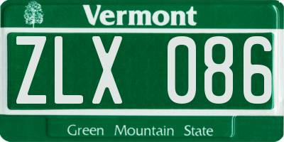 VT license plate ZLX086