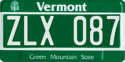 VT license plate ZLX087