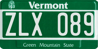 VT license plate ZLX089