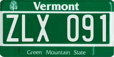 VT license plate ZLX091