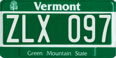 VT license plate ZLX097