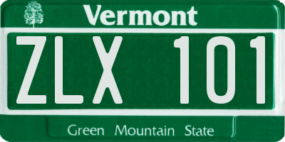 VT license plate ZLX101