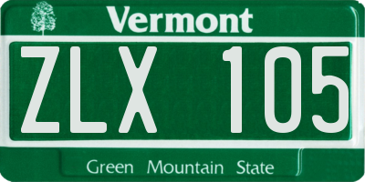 VT license plate ZLX105