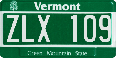 VT license plate ZLX109