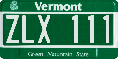VT license plate ZLX111