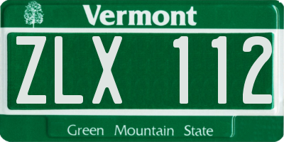 VT license plate ZLX112