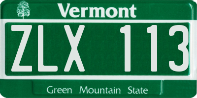 VT license plate ZLX113