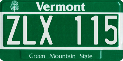 VT license plate ZLX115