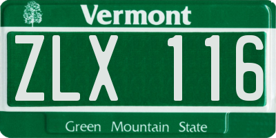 VT license plate ZLX116