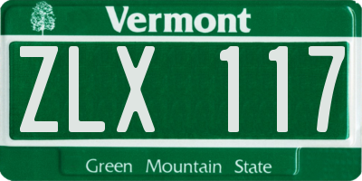 VT license plate ZLX117