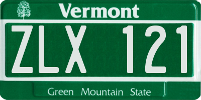 VT license plate ZLX121