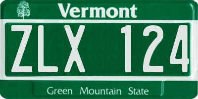 VT license plate ZLX124