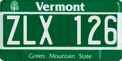 VT license plate ZLX126