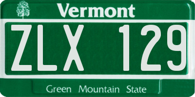 VT license plate ZLX129
