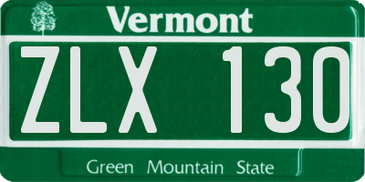 VT license plate ZLX130