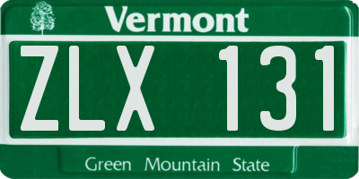 VT license plate ZLX131