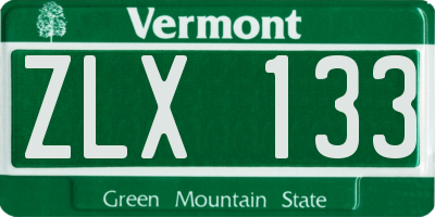 VT license plate ZLX133