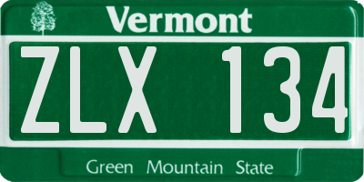 VT license plate ZLX134