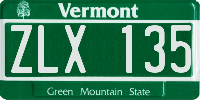 VT license plate ZLX135