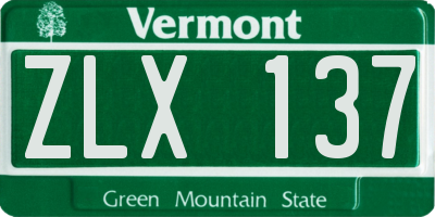 VT license plate ZLX137