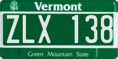 VT license plate ZLX138
