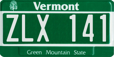 VT license plate ZLX141