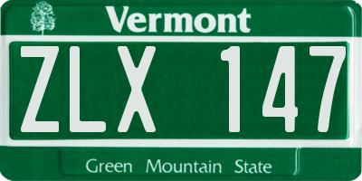 VT license plate ZLX147