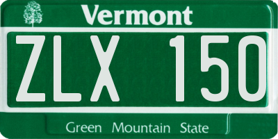 VT license plate ZLX150