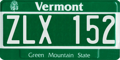 VT license plate ZLX152