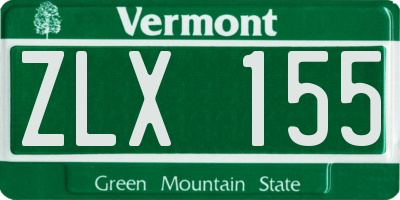 VT license plate ZLX155
