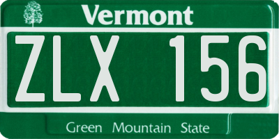 VT license plate ZLX156