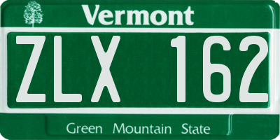 VT license plate ZLX162