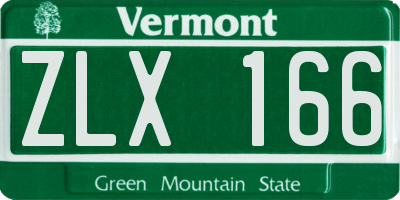VT license plate ZLX166