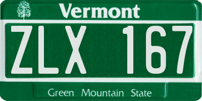 VT license plate ZLX167