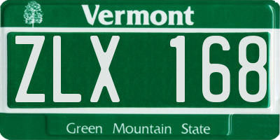 VT license plate ZLX168
