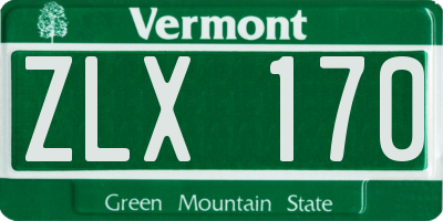 VT license plate ZLX170