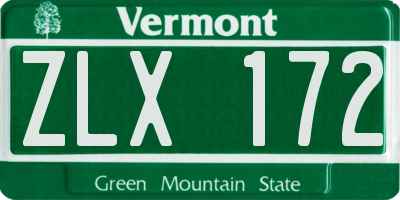 VT license plate ZLX172
