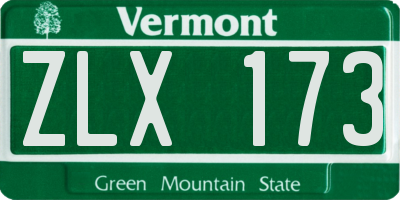 VT license plate ZLX173