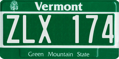 VT license plate ZLX174