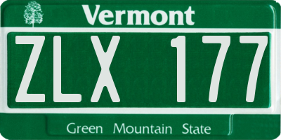 VT license plate ZLX177