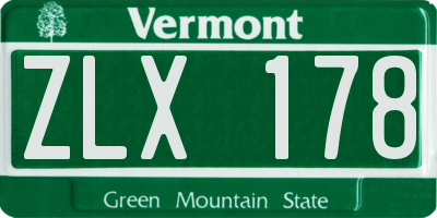 VT license plate ZLX178