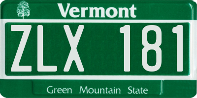 VT license plate ZLX181