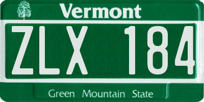 VT license plate ZLX184