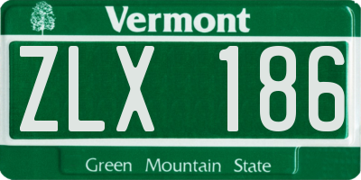 VT license plate ZLX186