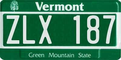 VT license plate ZLX187
