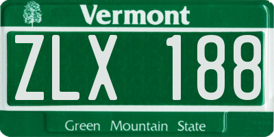 VT license plate ZLX188